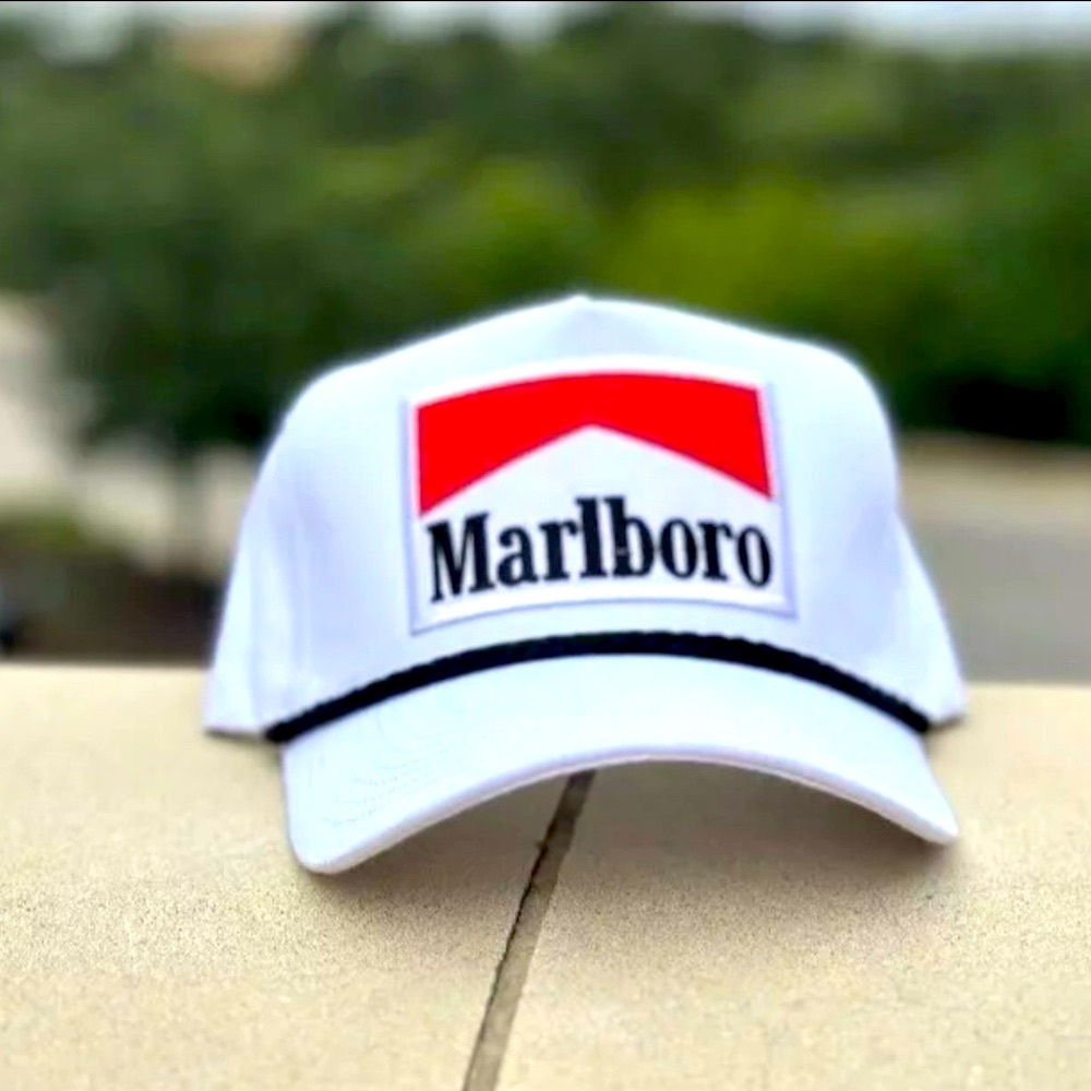 Marlboro White Cap with Black Rope